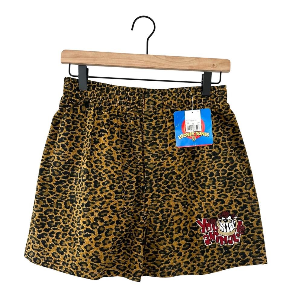 Warner Bros. Looney Tunes Taz Leopard Print Tan Black Shorts